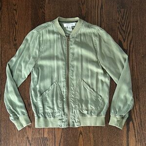 Olive Green Zip-Up Bomber Jacket